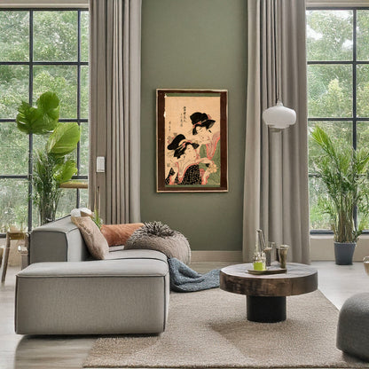 A picture of Fumizuki, a mockup of the print leaning against a wall