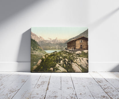 A picture of Funtensee with Schottmalhorn, Upper Bavaria, Germany, a mockup of the print leaning against a wall