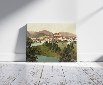 A picture of Füssen, Bavaria, Germany, a mockup of the print leaning against a wall