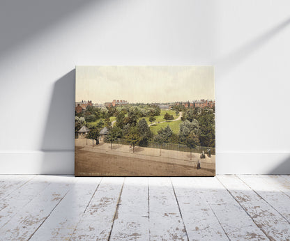 A picture of Gardens and pavillion, Skegness, England, a mockup of the print leaning against a wall