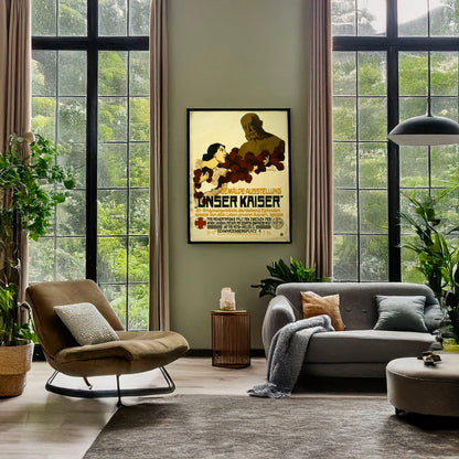 A picture of Gemälde-Austellung "Unser Kaiser", a mockup of the print leaning against a wall