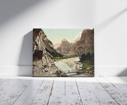 A picture of Gemmi, Gasthernthal, Bernese Oberland, Switzerland, a mockup of the print leaning against a wall