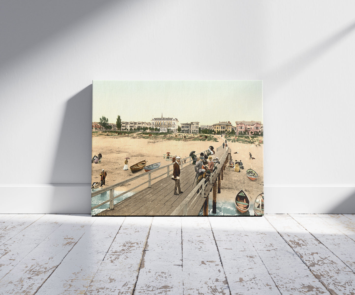 A picture of General view, Ahlbeck, Pomerania, Germany, a mockup of the print leaning against a wall