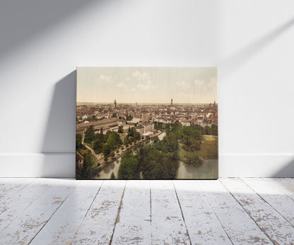 A picture of General view, Brunswick (i.e., Braunschweig), Germany, a mockup of the print leaning against a wall
