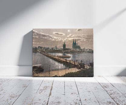 A picture of General view, by moonlight, Cologne, the Rhine, Germany