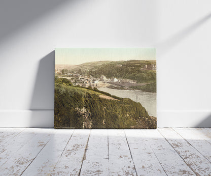 A picture of General view, Combemartin i.e., Combe Martin, England, a mockup of the print leaning against a wall