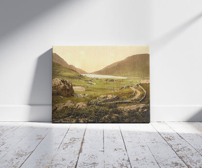 A picture of General view, Cwellyn Lake, Wales, a mockup of the print leaning against a wall