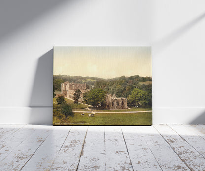 A picture of General view, Furness Abbey, England, a mockup of the print leaning against a wall