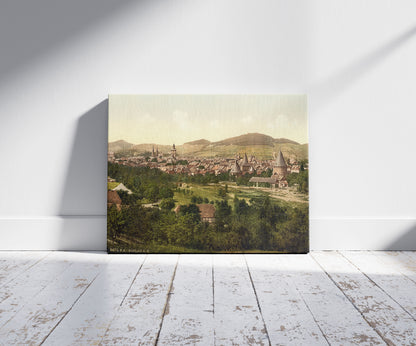 A picture of General view, Goslar, Hartz, Germany, a mockup of the print leaning against a wall