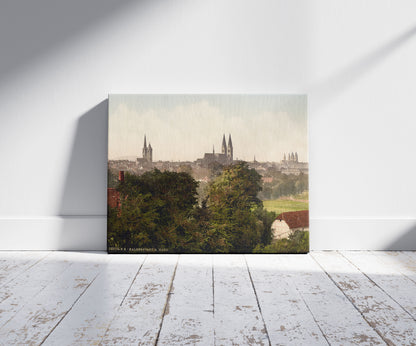 A picture of General view, Halberstadt, Hartz, Germany, a mockup of the print leaning against a wall