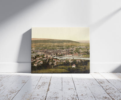 A picture of General view, Hameln, Hanover, Germany, a mockup of the print leaning against a wall