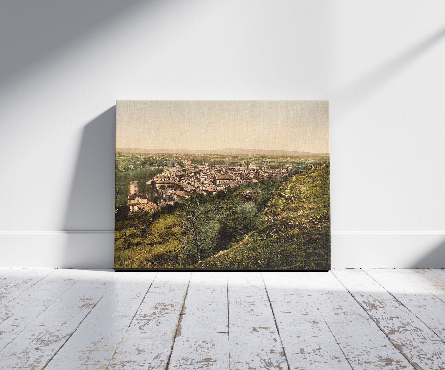 A picture of General view, Orange, Provence, France, a mockup of the print leaning against a wall