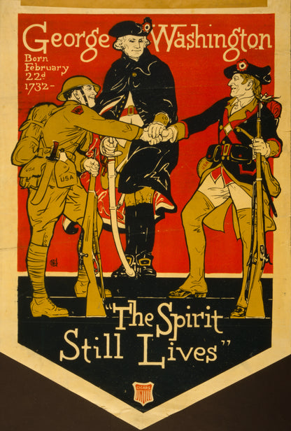 A picture of George Washington "The spirit still lives"
