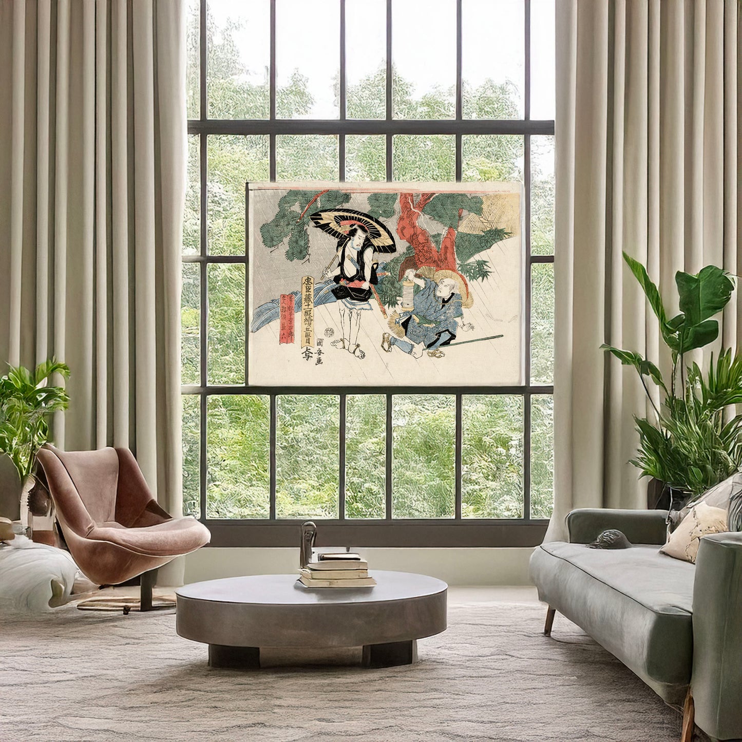 A picture of Godanme, a mockup of the print leaning against a wall