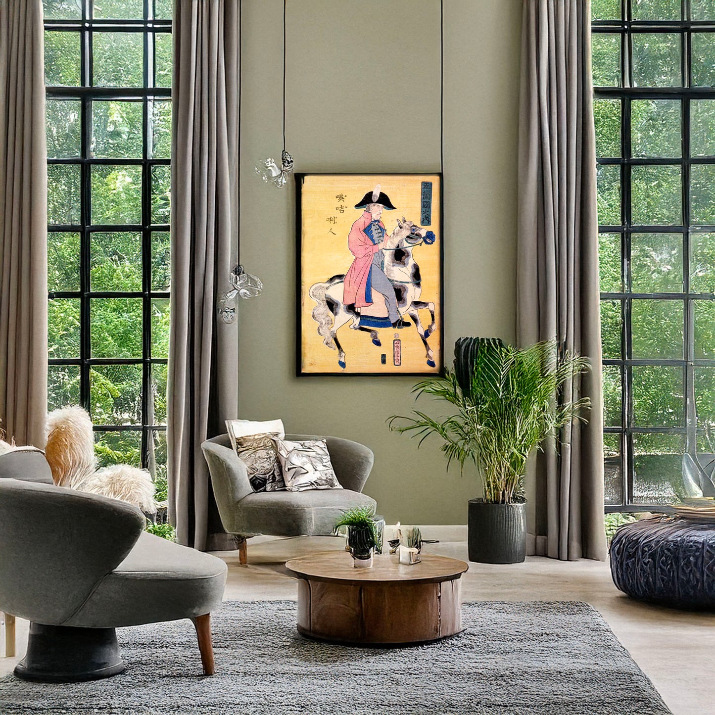 A picture of Gokakoku no uchi - Igirisujin, a mockup of the print leaning against a wall