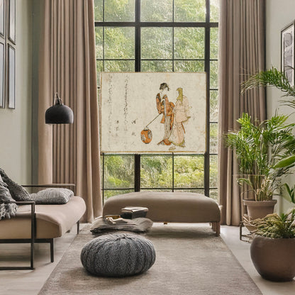 A picture of Gokuin sen'emon to okuri no onna, a mockup of the print leaning against a wall