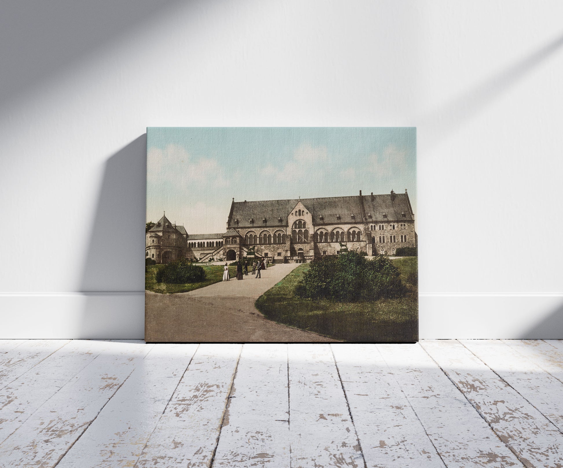 A picture of Goslar. Kaiserhaus, a mockup of the print leaning against a wall