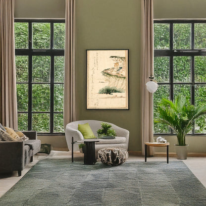 A picture of Gotenyama no umemi, a mockup of the print leaning against a wall