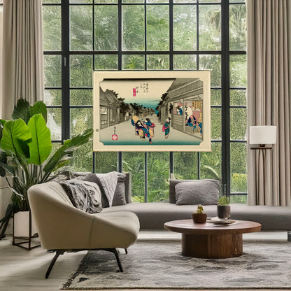A picture of Goyu, a mockup of the print leaning against a wall
