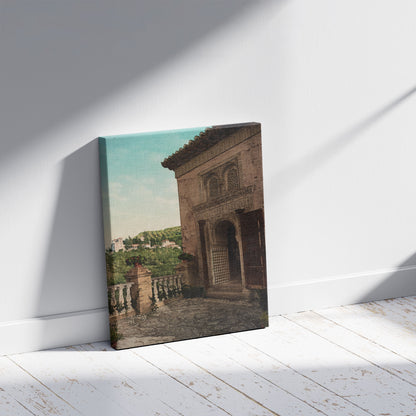 A picture of Granada. Alhambra. La Mesquita, a mockup of the print leaning against a wall