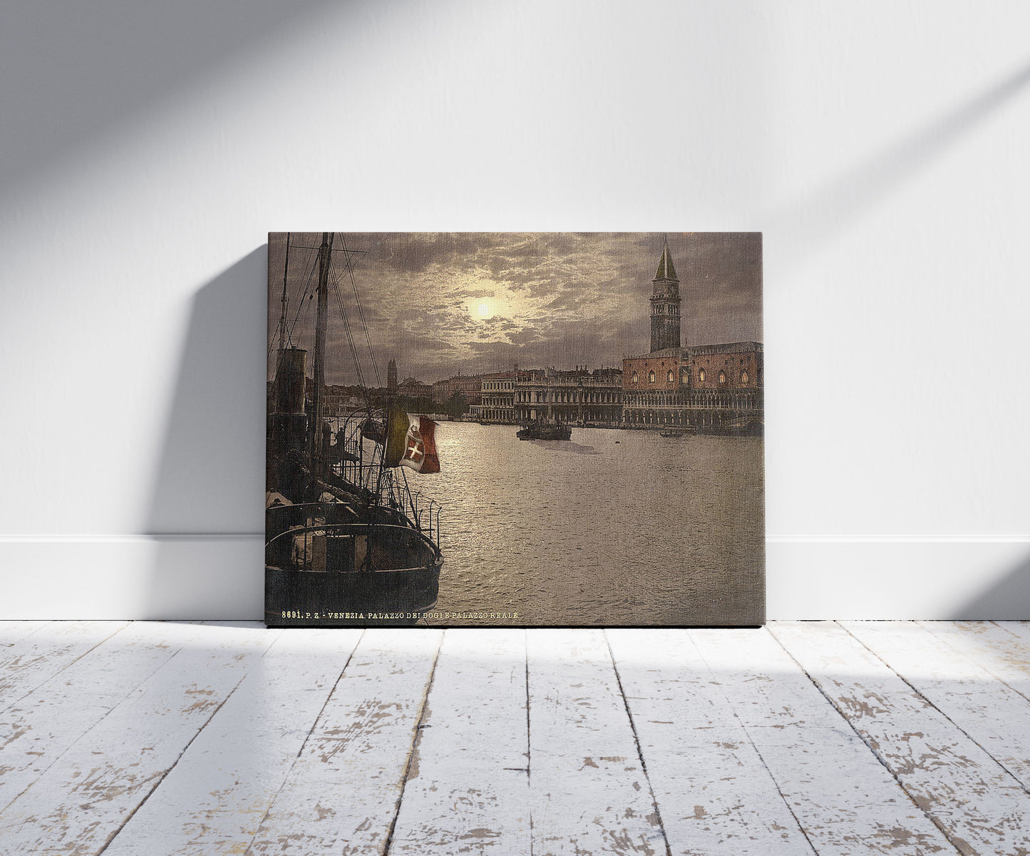 A picture of Grand Canal and Doges' Palace by moonlight, Venice, Italy