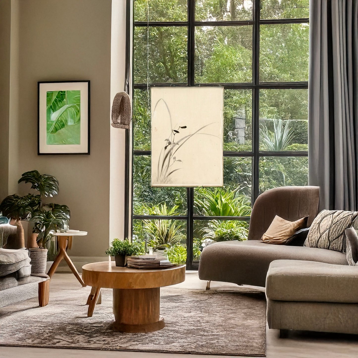 A picture of Grasses, a mockup of the print leaning against a wall