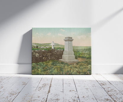 A picture of Graves of British Soliders, Battlefield of Majura Hill, South Africa, a mockup of the print leaning against a wall