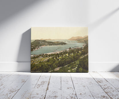 A picture of Gravosa, general view, Dalmatia, Austro-Hungary, a mockup of the print leaning against a wall