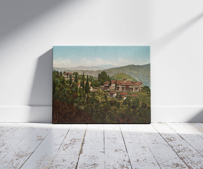 A picture of Grèce. Couvent Hagia Lavva, a mockup of the print leaning against a wall