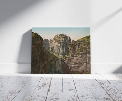 A picture of Grèce. Thessalie. Vue des Metéores, a mockup of the print leaning against a wall