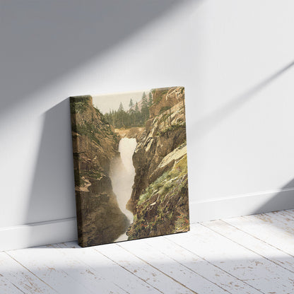 A picture of Grimselstrasse, Handegg Falls, II, Bernese Oberland, Switzerland, a mockup of the print leaning against a wall