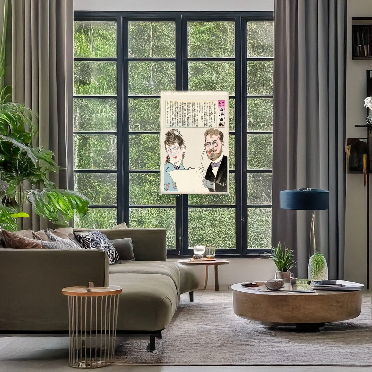 A picture of Gū no ne mo denpō, a mockup of the print leaning against a wall