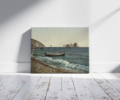 A picture of Gursuff, Gurzuf, the Crimea, Ukraine, a mockup of the print leaning against a wall