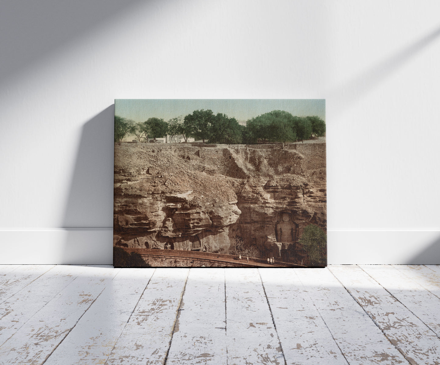 A picture of Gwalior. Urwal, a mockup of the print leaning against a wall