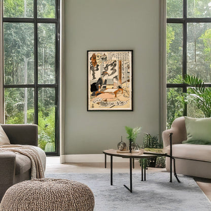 A picture of Gyokkashi eimo, a mockup of the print leaning against a wall