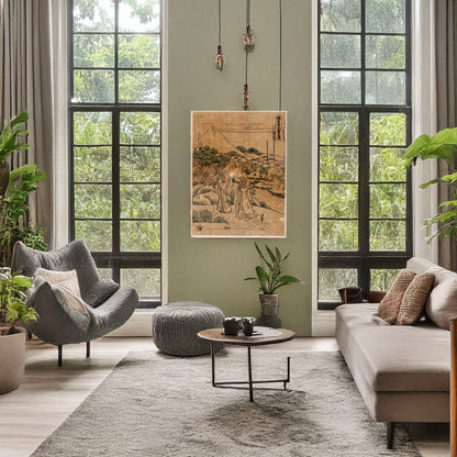 A picture of Hachidanme, a mockup of the print leaning against a wall