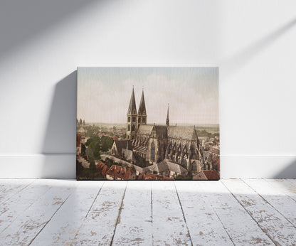 A picture of Halberstadt A. Harz. der Dom, a mockup of the print leaning against a wall