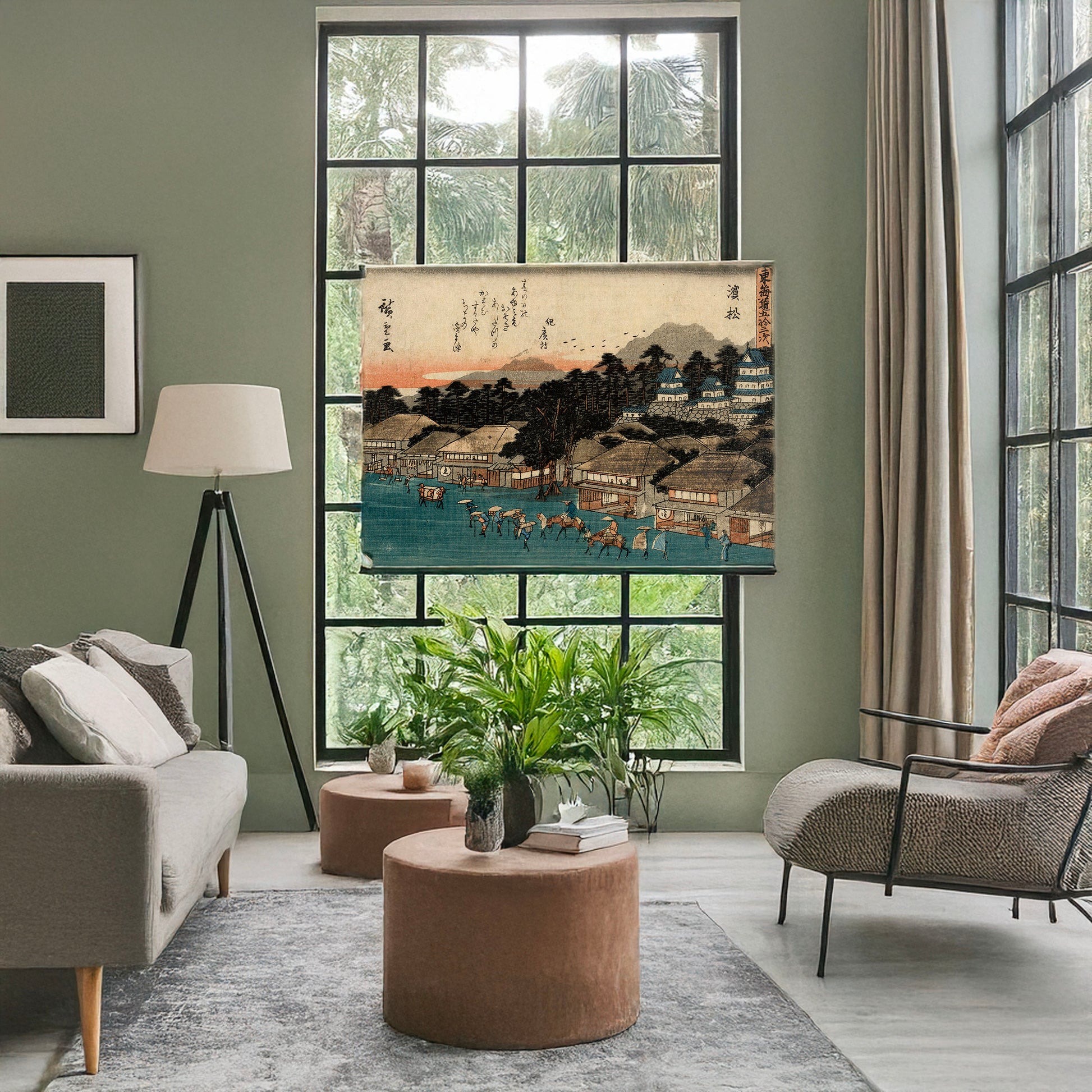 A picture of Hamamatsu, a mockup of the print leaning against a wall
