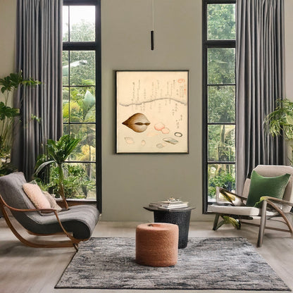 A picture of Hana gai aragai masuō gai, a mockup of the print leaning against a wall