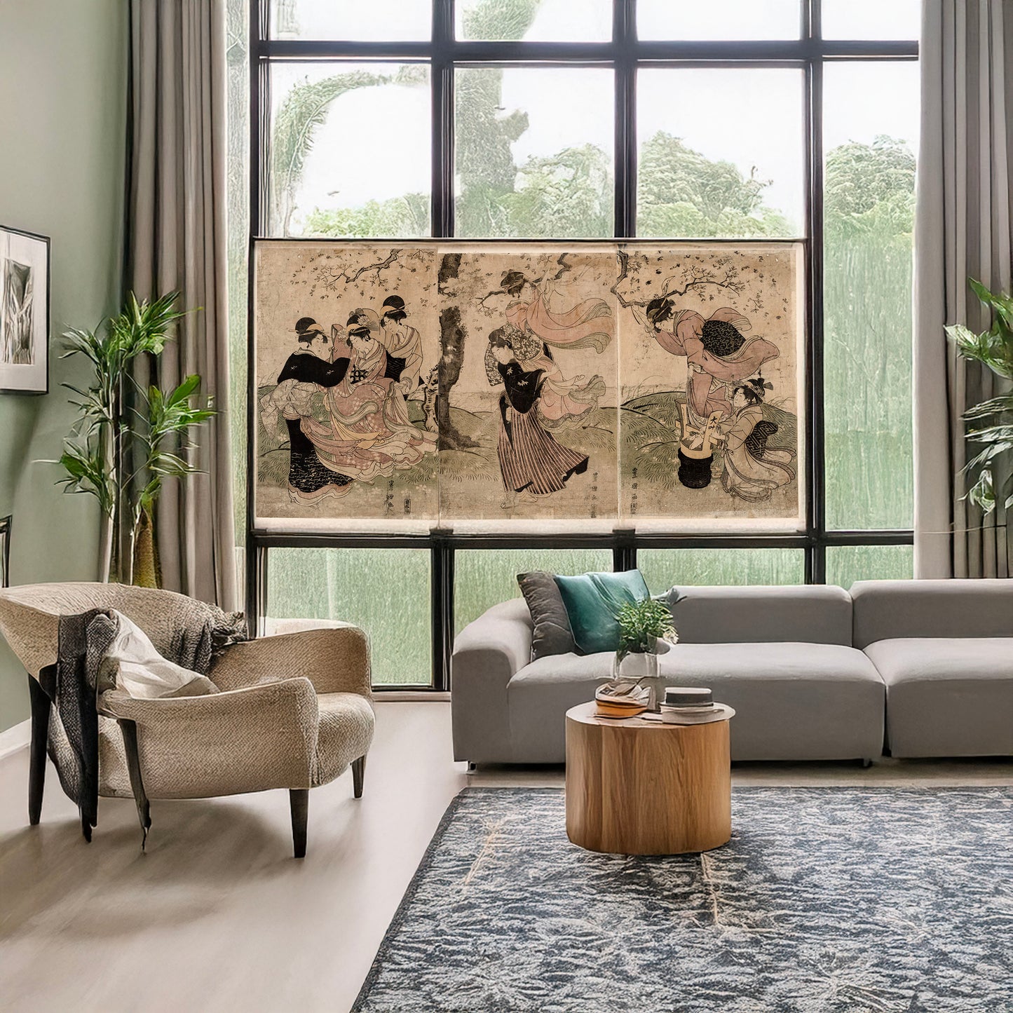 A picture of Hanaarashi, a mockup of the print leaning against a wall