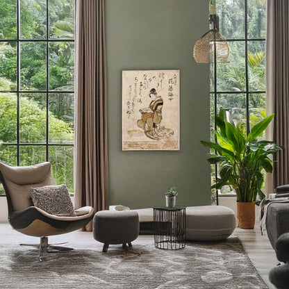 A picture of Hanafuji eijo, a mockup of the print leaning against a wall