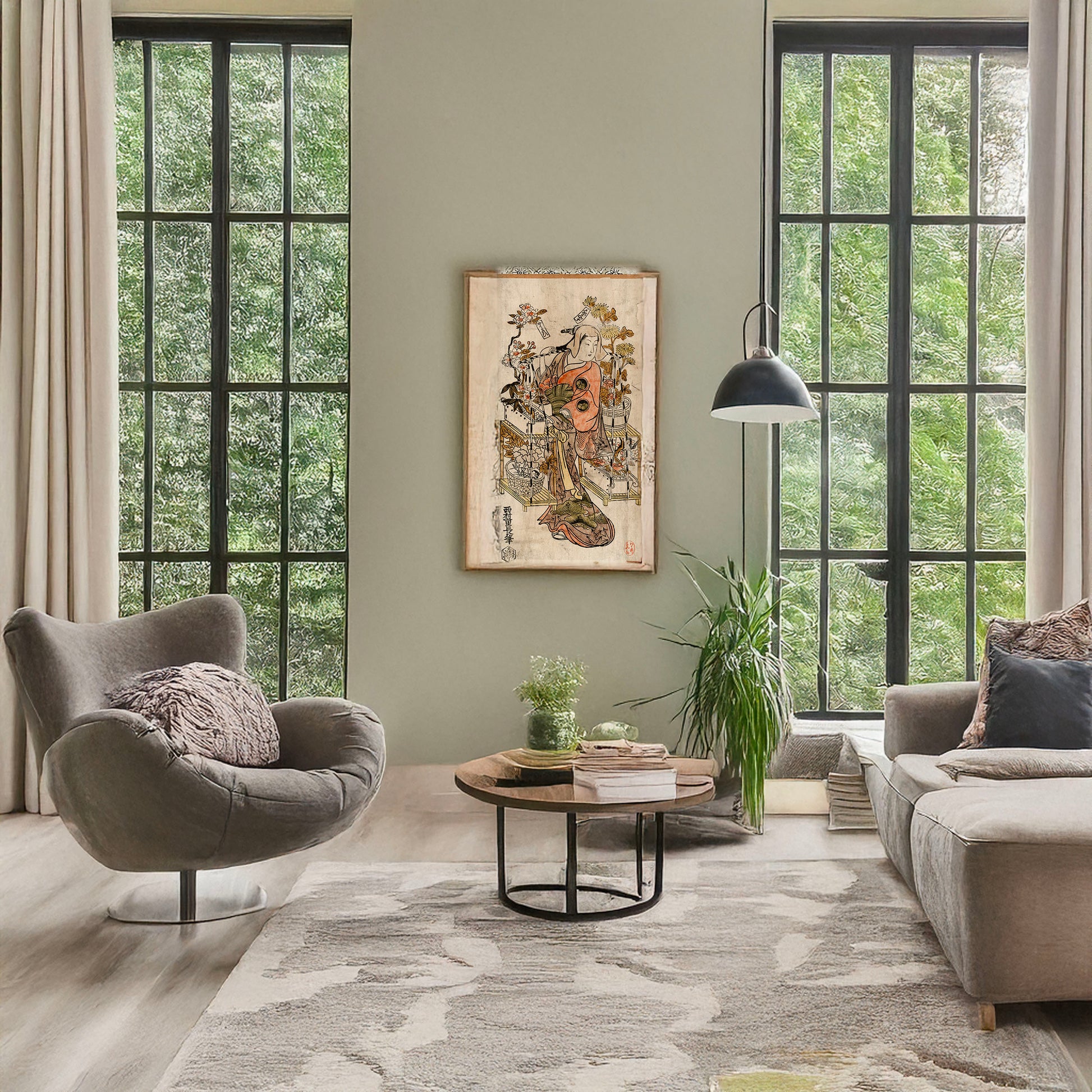 A picture of Hanauri, a mockup of the print leaning against a wall