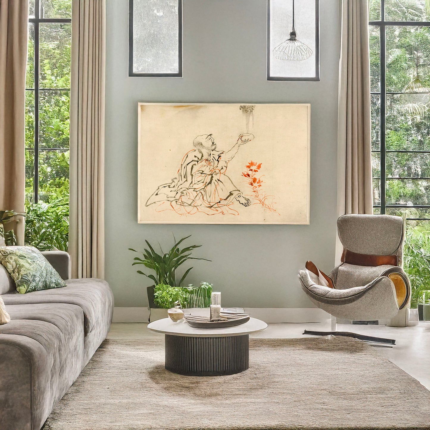 A picture of Handaka sonja, a mockup of the print leaning against a wall