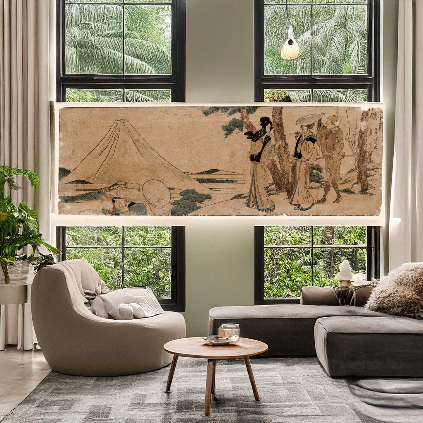 A picture of Hara, a mockup of the print leaning against a wall