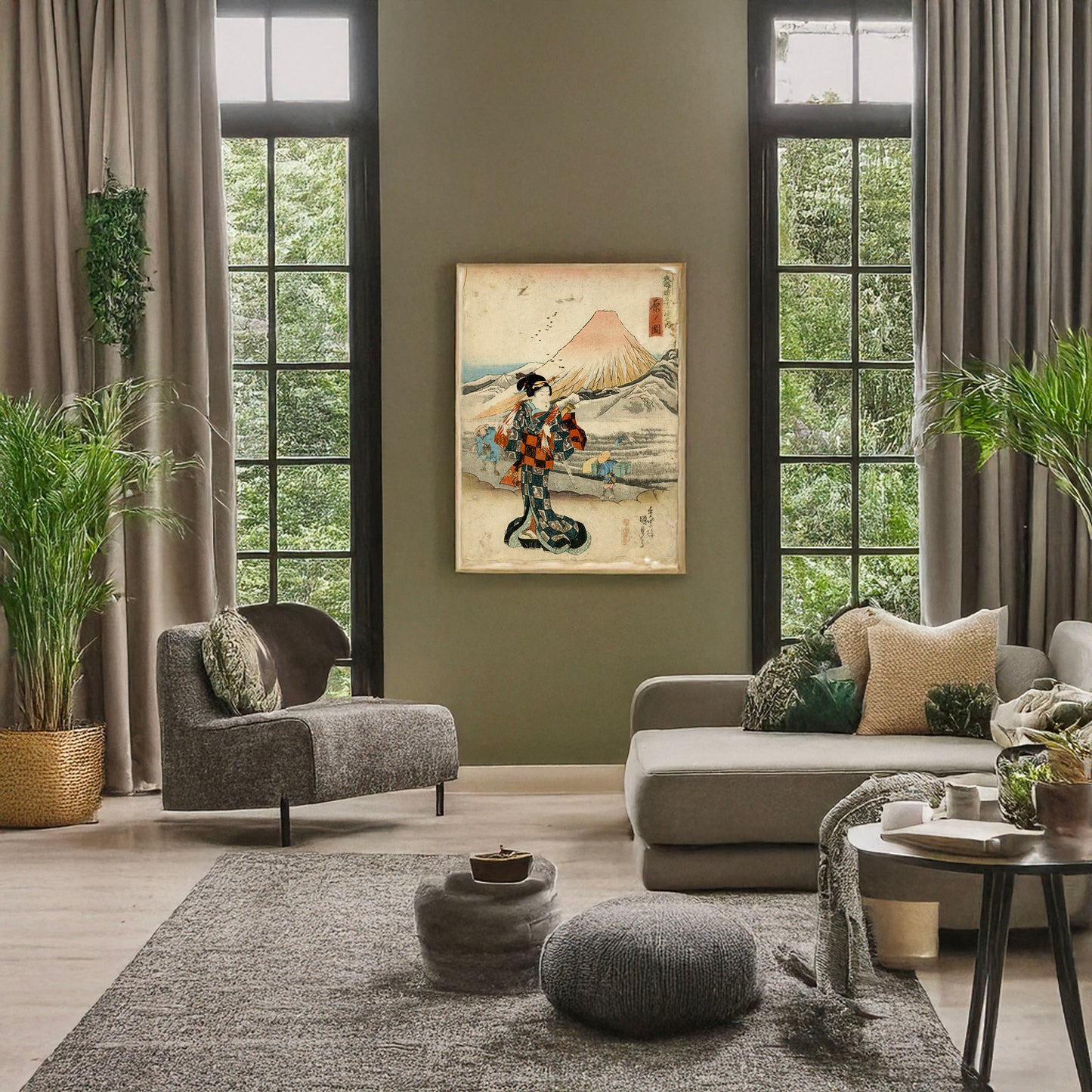 A picture of Hara no zu, a mockup of the print leaning against a wall