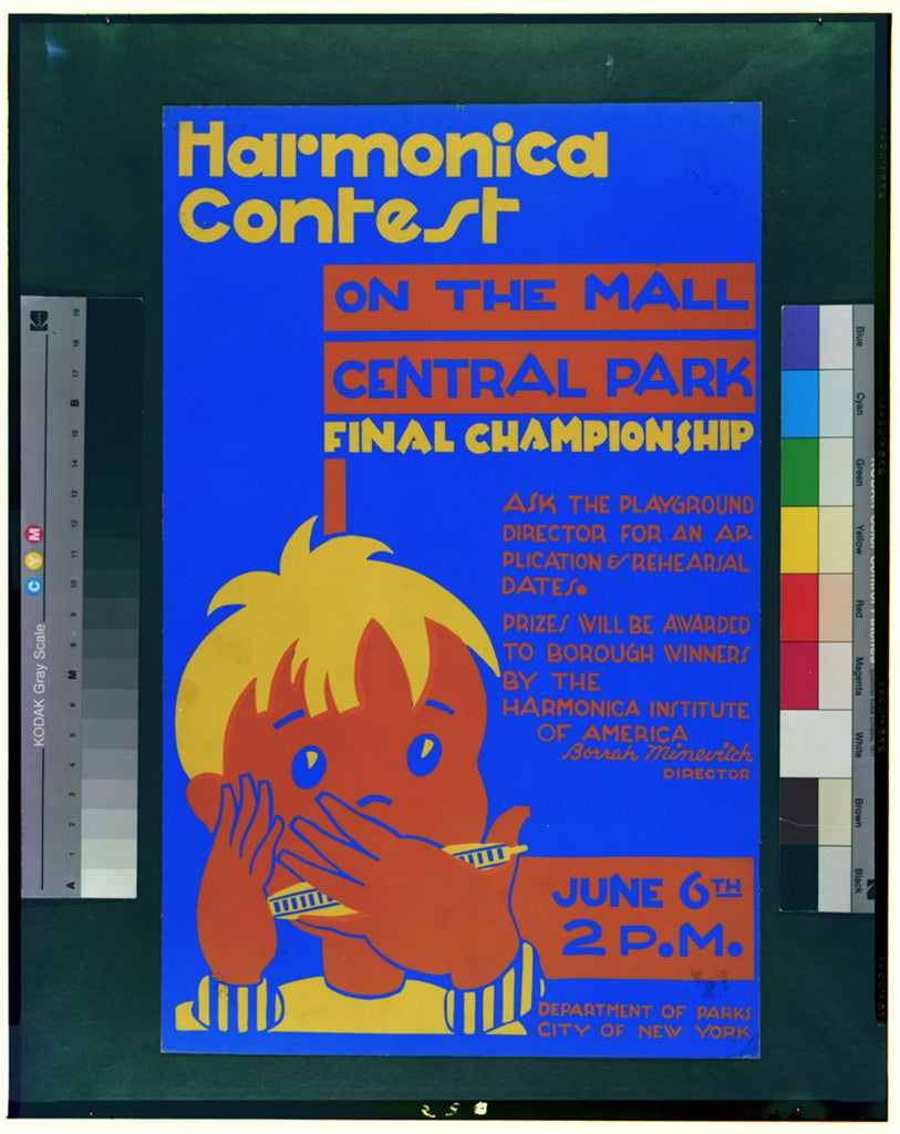 A picture of Harmonica contest on the mall, Central Park Final championship.