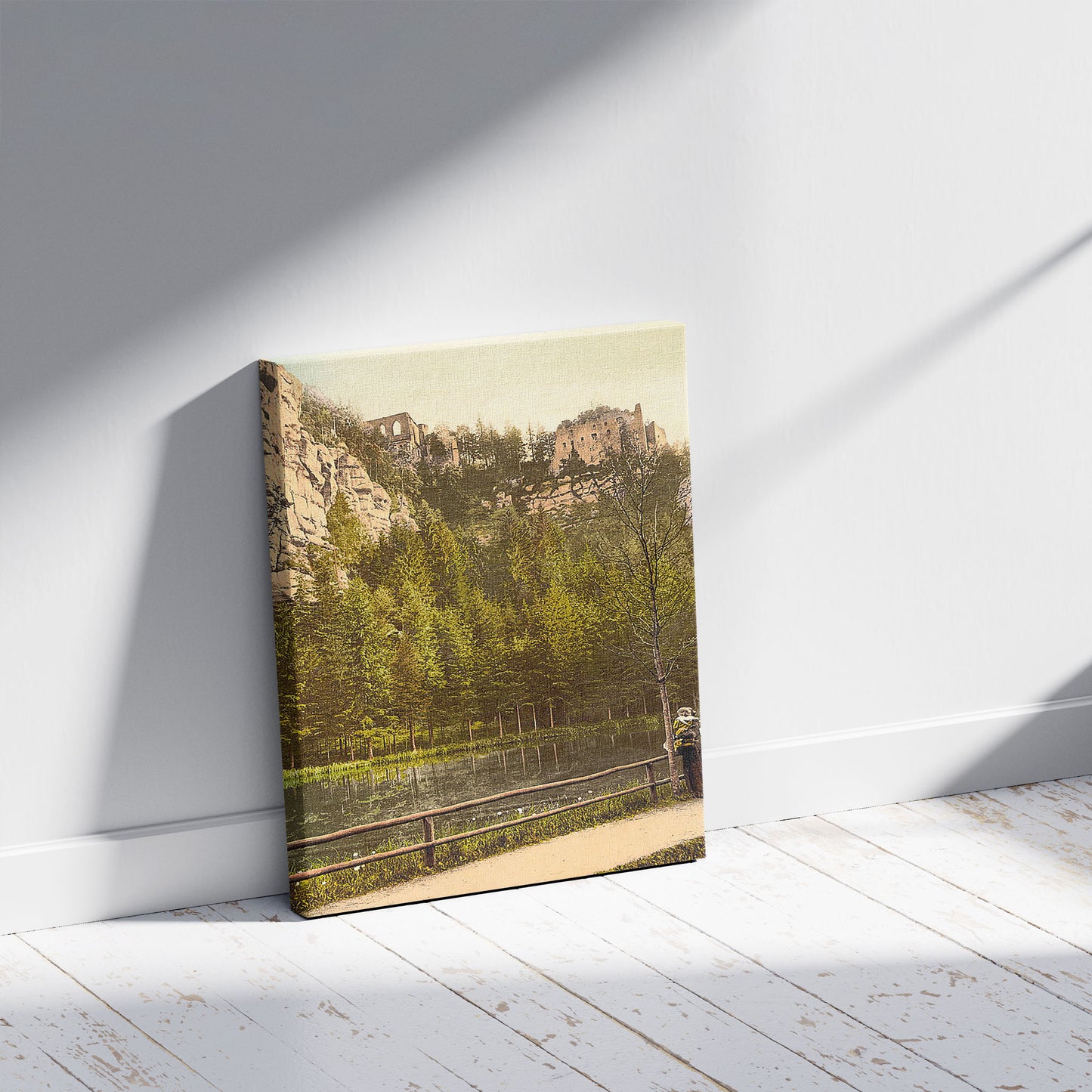 A picture of Hausgrund, Oybin, Zittau, Saxony, Germany, a mockup of the print leaning against a wall