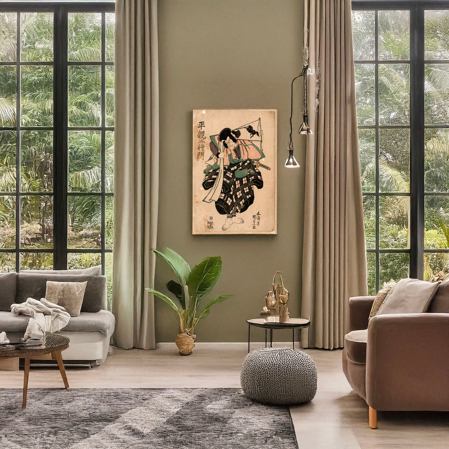 A picture of Hei shinno masakado, a mockup of the print leaning against a wall