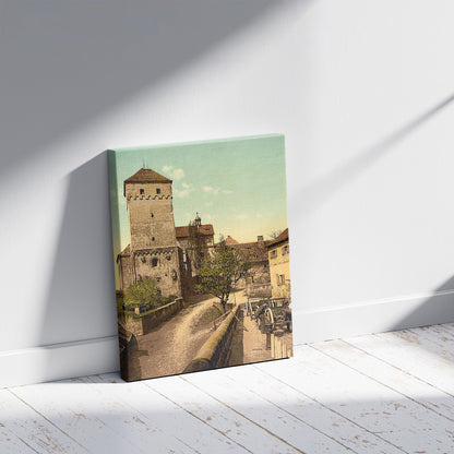 A picture of Heidenthurm (Heidenturm), Nuremberg, Bavaria, Germany, a mockup of the print leaning against a wall