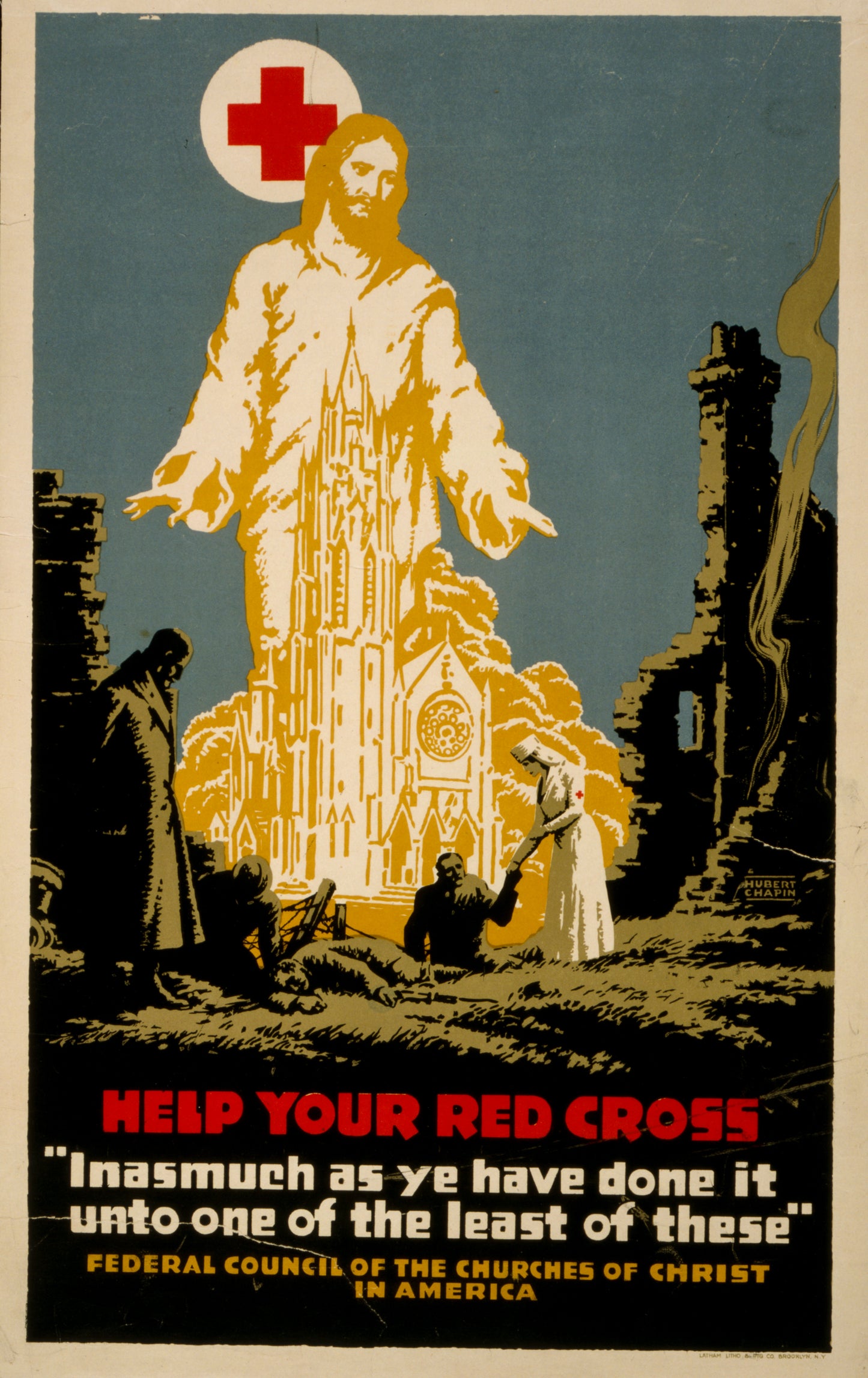 A picture of Help your Red Cross "Inasmuch as ye have done it unto one of the least of these" /